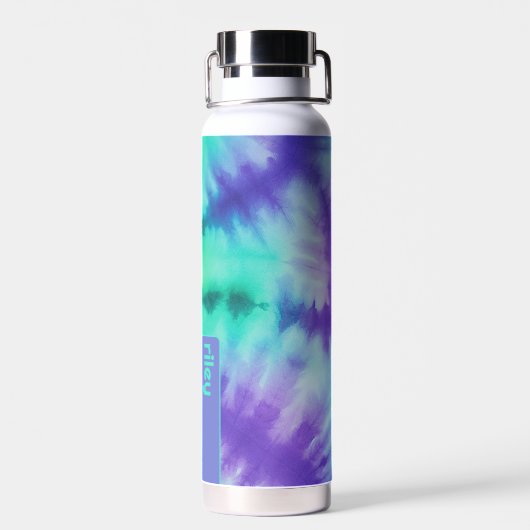 Tie Dye Pattern Seafoam Turquoise - aangepaste naa Waterfles (Achterkant)