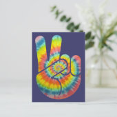Tie Dye Peace Hand Briefkaart (Staand voorkant)