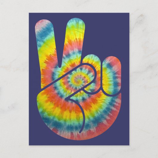 Tie Dye Peace Hand Briefkaart (Voorkant)
