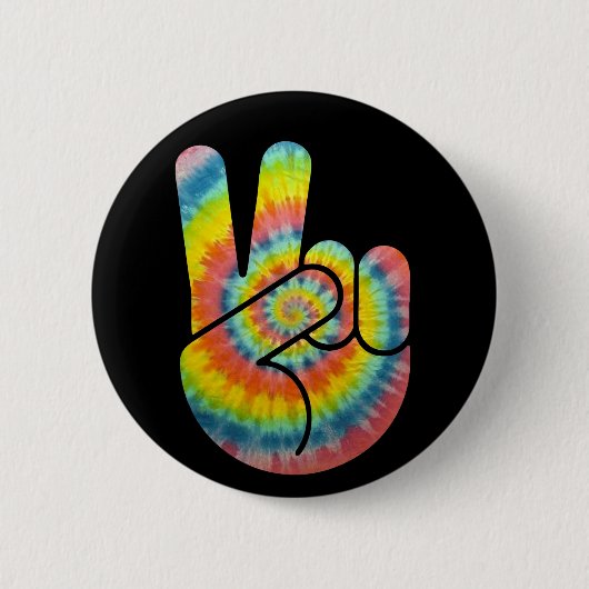 Tie Dye Peace Hand Ronde Button 5,7 Cm (Voorkant)