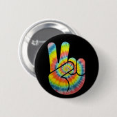 Tie Dye Peace Hand Ronde Button 5,7 Cm (Voorkant /achterkant)