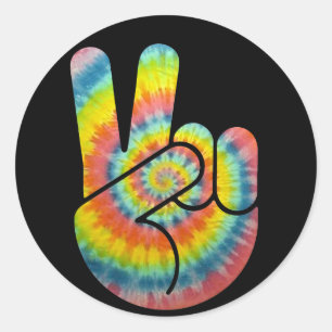 Tie Dye Peace Hand Ronde Sticker