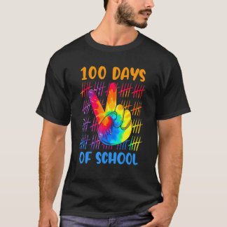 Tie Dye Peace Hand Sign 100 dagen van de 100e scho T-shirt