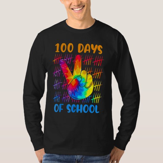 Tie dye peace hand sign 100 days of school 100th d t-shirt (Voorkant)