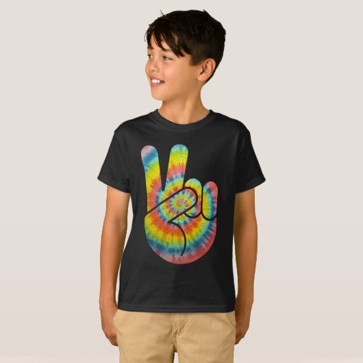 Tie Dye Peace Hand T-shirt (Voorkant volledig)