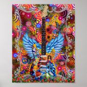 Tie dye, peace, love, gitaren Janis Tribute Poster (Voorkant)