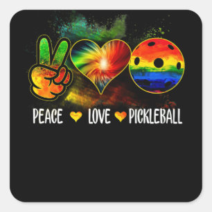 Tie Dye Peace Love Pickleball Pickleball Lover Vierkante Sticker