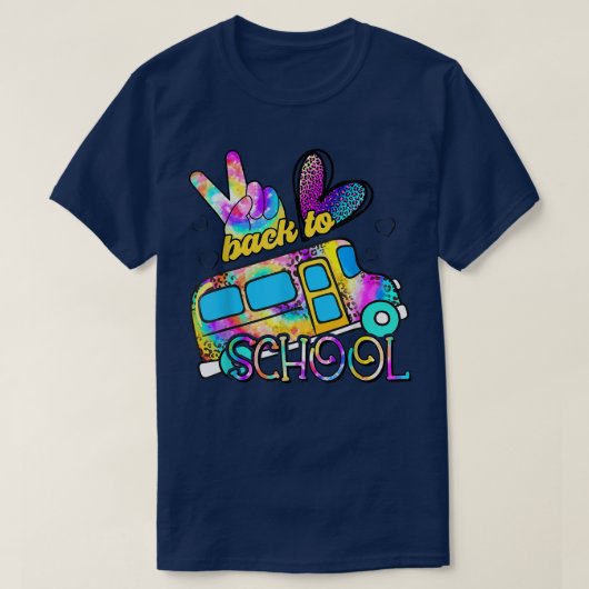 Tie Dye Peace Love School Bus Driver Cute Back To T-shirt (Design voorkant)
