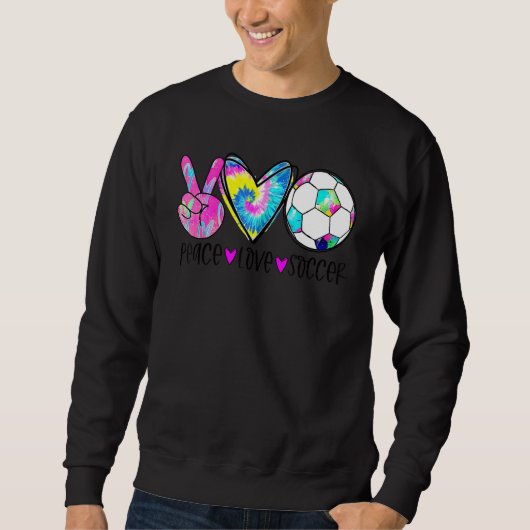 Tie Dye Peace Love Soccer Cute Design Heart Ball Trui (Voorkant)