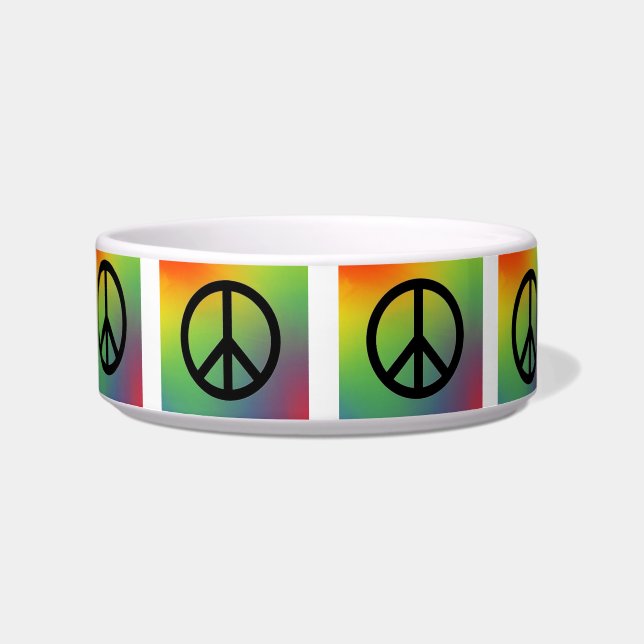 Tie Dye Peace Sign Bowl Voerbakje (Voorkant)