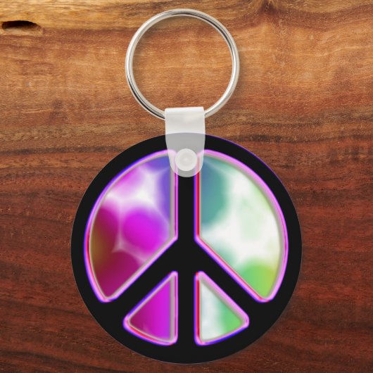 Tie Dye Peace Sign-Design Sleutelhanger (Voorkant)