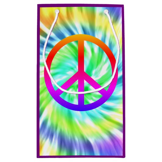Tie Dye Peace Sign Gift Bag Klein Cadeauzakje (Achterkant)