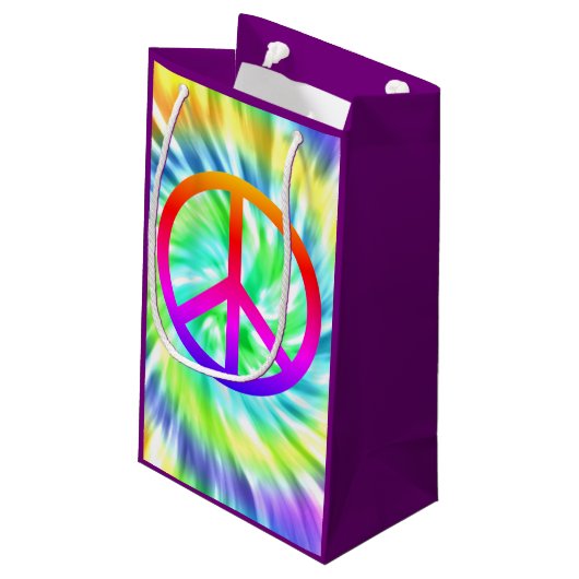 Tie Dye Peace Sign Gift Bag Klein Cadeauzakje (Achterkant Gekanteld)