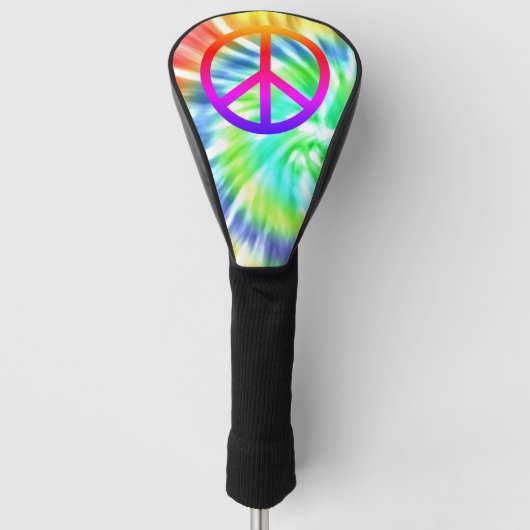 Tie Dye Peace Sign Golf Head Hoesje Golfheadcover (Voorkant)