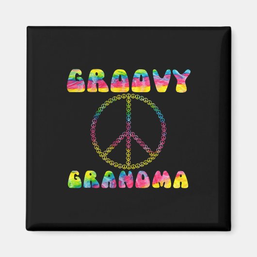 Tie Dye Peace Sign Groovy Grandma Gift Magneet (Voorkant)