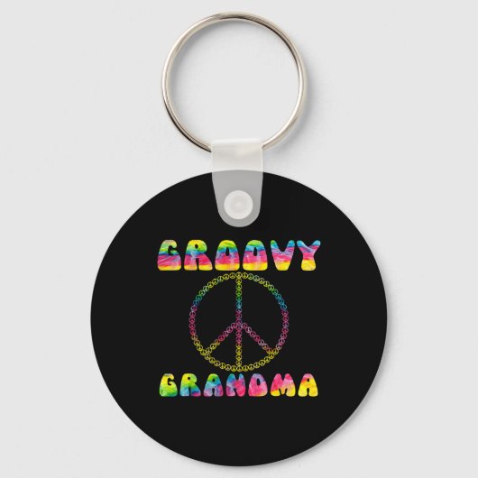 Tie Dye Peace Sign Groovy Grandma Gift Sleutelhanger (Voorkant)