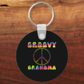 Tie Dye Peace Sign Groovy Grandma Gift Sleutelhanger (Voorkant)