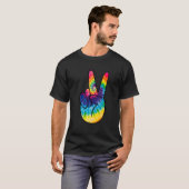 Tie Dye Peace Sign Hand Hippies V 1 T-shirt (Voorkant volledig)