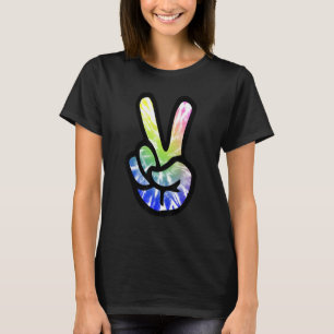 Tie Dye Peace Sign Hand Hippies V T-shirt