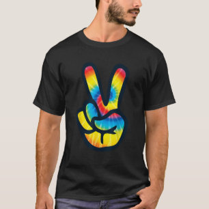 Tie Dye Peace Sign Hand V Symbool 60s 70s 80s T-sh T-shirt