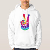 Tie Dye Peace Sign Handsymbool Hoodie (Voorkant)
