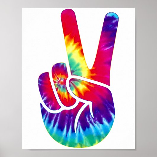 Tie Dye Peace Sign Handsymbool Poster (Voorkant)