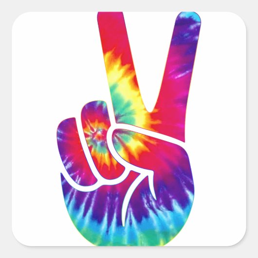 Tie Dye Peace Sign Handsymbool Vierkante Sticker (Voorkant)