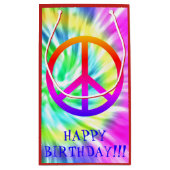 Tie Dye Peace Sign Happy Birthday Gift Bag Klein Cadeauzakje (Achterkant)