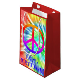 Tie Dye Peace Sign Happy Birthday Gift Bag Klein Cadeauzakje