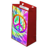 Tie Dye Peace Sign Happy Birthday Gift Bag Klein Cadeauzakje (Achterkant Gekanteld)