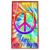 Tie Dye Peace Sign Happy Birthday Gift Bag Klein Cadeauzakje (Voorkant)