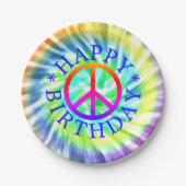 Tie Dye Peace Sign Happy Birthday Paper Bord (Voorkant)