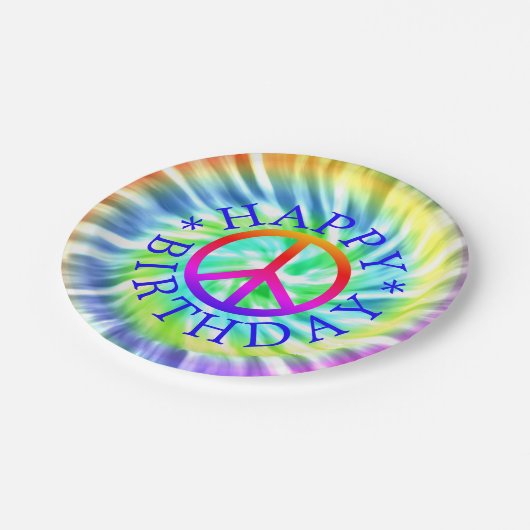 Tie Dye Peace Sign Happy Birthday Paper Bord (Gekanteld)