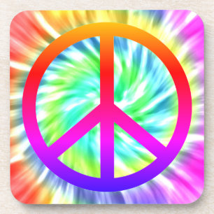 Tie Dye Peace Sign Hard Plastic Drink Onderzetter