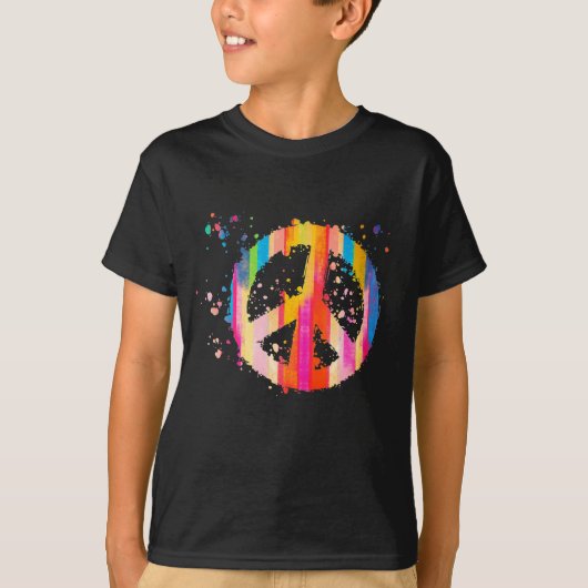 Tie-Dye Peace Sign Hippie Bohemian Festival Symbol T-shirt (Voorkant)