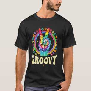 Tie Dye Peace Sign Love Groovy Hippie Party voor W T-shirt