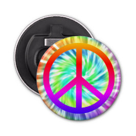 Tie Dye Peace Sign Magnet Backed Bottle Open Button Flesopener