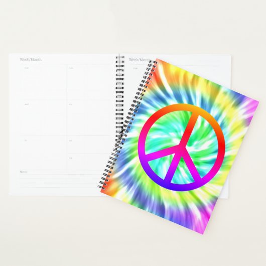 Tie Dye Peace Sign Spiral Weekly/Monthly Planner (Display)