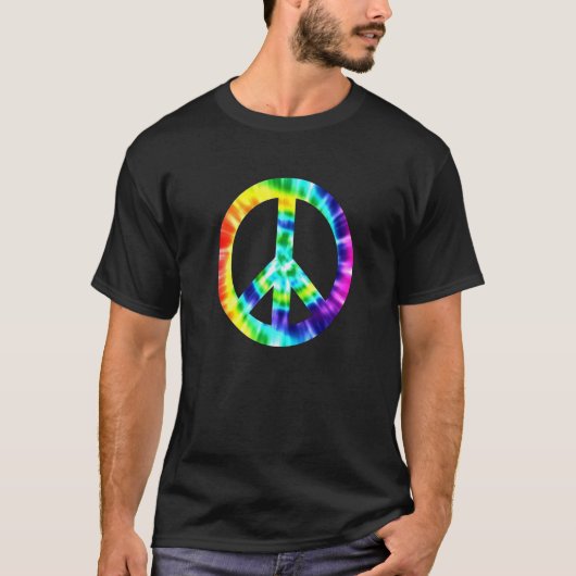 Tie Dye Peace Sign T Shirt 60s 70s Hippy Costume (Voorkant)