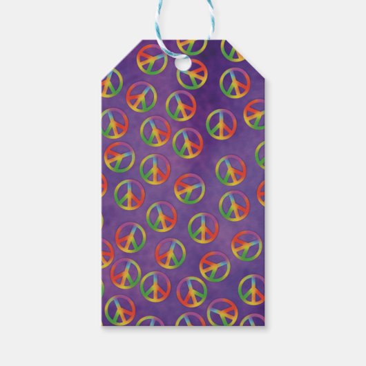 Tie Dye Peace Signaleert Paars Cadeaulabel (Voorkant)