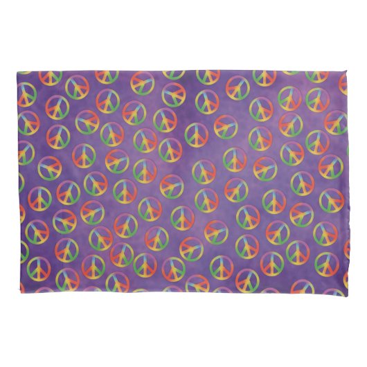 Tie Dye Peace Signaleert Paars Kussensloop (Voorkant-Links)