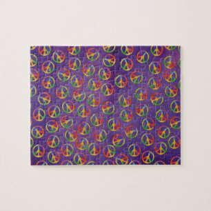 Tie Dye Peace Signaleert Paars Legpuzzel