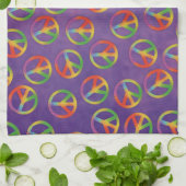 Tie Dye Peace Signaleert Paars Theedoek (Gevouwen)