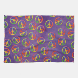 Tie Dye Peace Signaleert Paars Theedoek