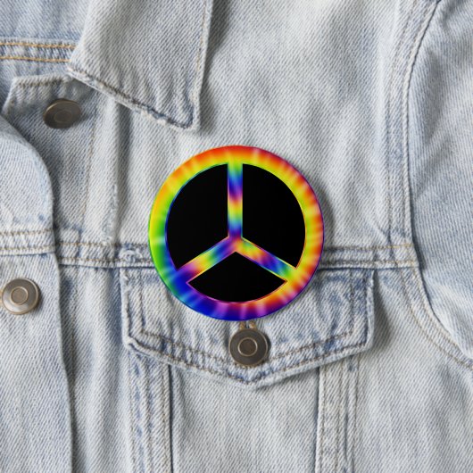 Tie Dye Peace Symbol Button (In situ)