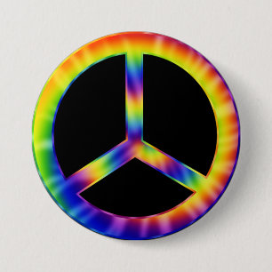 Tie Dye Peace Symbol Button