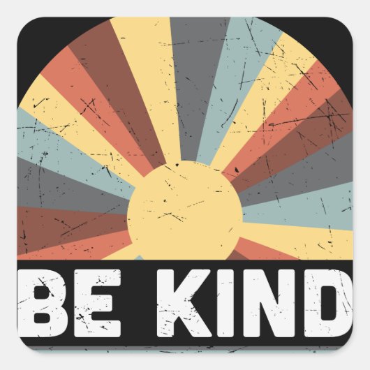 Tie Dye Peace Symbol Hippie Be Kind Vierkante Sticker (Voorkant)