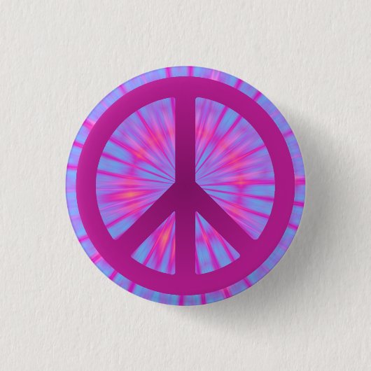 Tie Dye Peace Symbool Button (Voorkant)