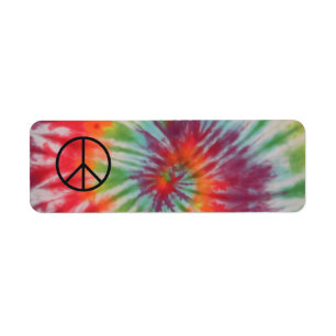 Tie Dye Peace Teken Label