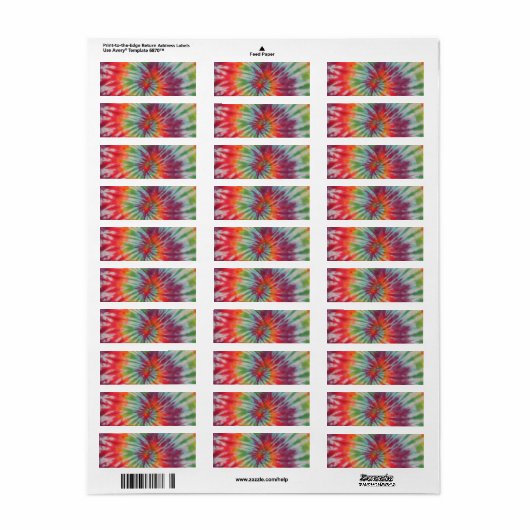 Tie Dye Peace Teken Label (Full Sheet)